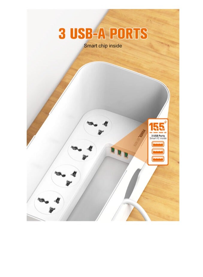 LDNIO LDNIO SN5311 Universal Management Power Strip Box -2500W - 5 Sockets EU - Smart Power Strip 2 M Cord Extension Socket Power Strip - White  - Image 4