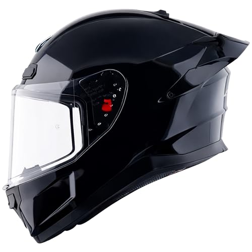 Axor Saber ISI ECE and DOT Certified Gloss Finish Full Face Helmet for Men with Pinlock Fitted Clear Visor -Black-M - Image 1
