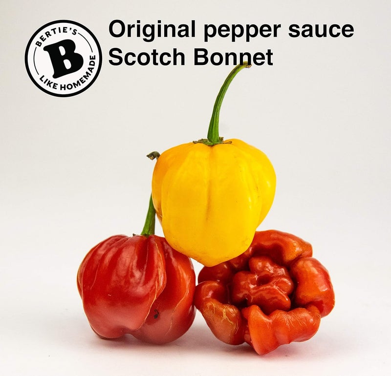 Bertie's Original Pepper Sauce - 750ml Bottle with Trinidad Moruga Red and Scotch Bonnet Peppers - Image 3