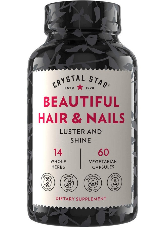 Crystal Star Beautiful Hair & Nail Supplement (60 Capsules) - Herbal Supplement Supports Thicker Stronger Hair & Nails - Horsetail, Nettle & Alfalfa - Non-GMO - Image 1