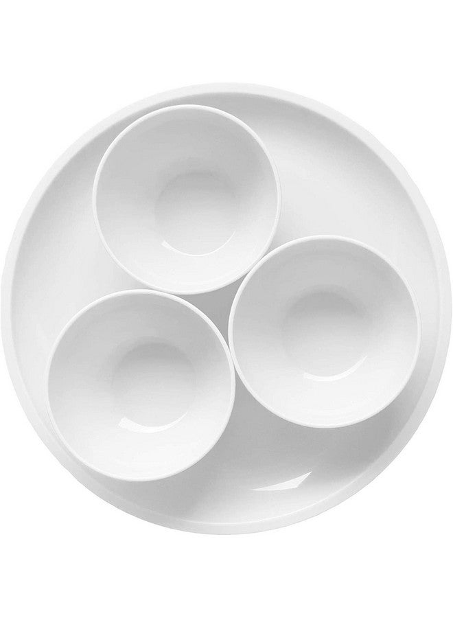 PRIZMA Durable Multiuse Microwave Safe Unbreakable Round Dinner Set of 6 Big Plates 11 Inches and 6 Katori Set, Made in India (White Set of 12)
