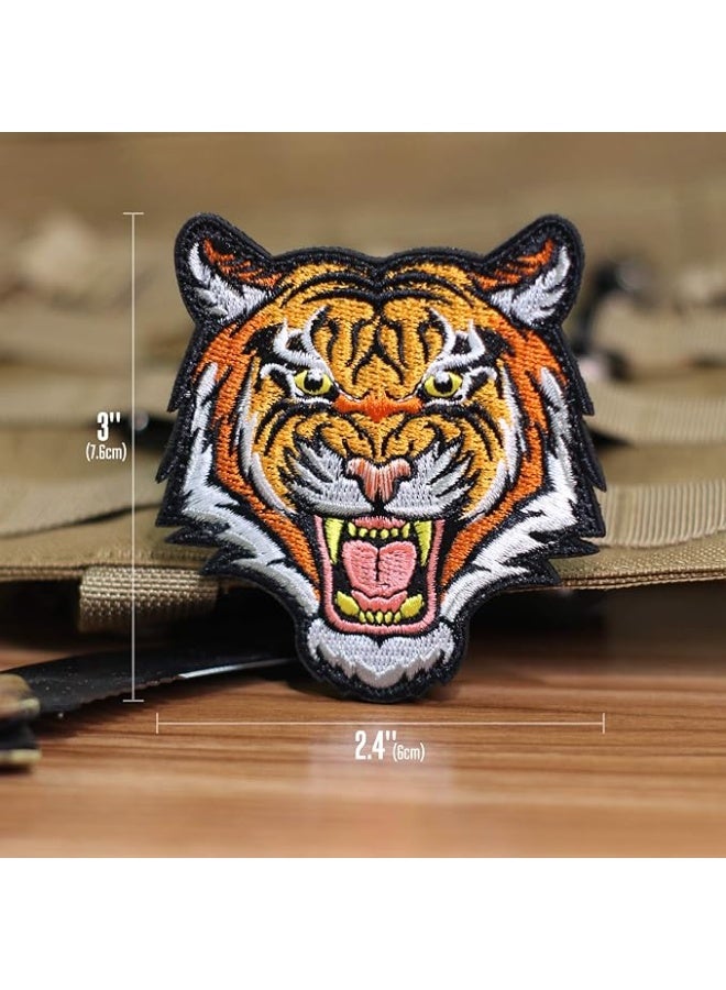 رقعة نمر، دب، ذئب، شعار تطريز، خلفية مثبتة بالخطاف والحلقة - Image 4