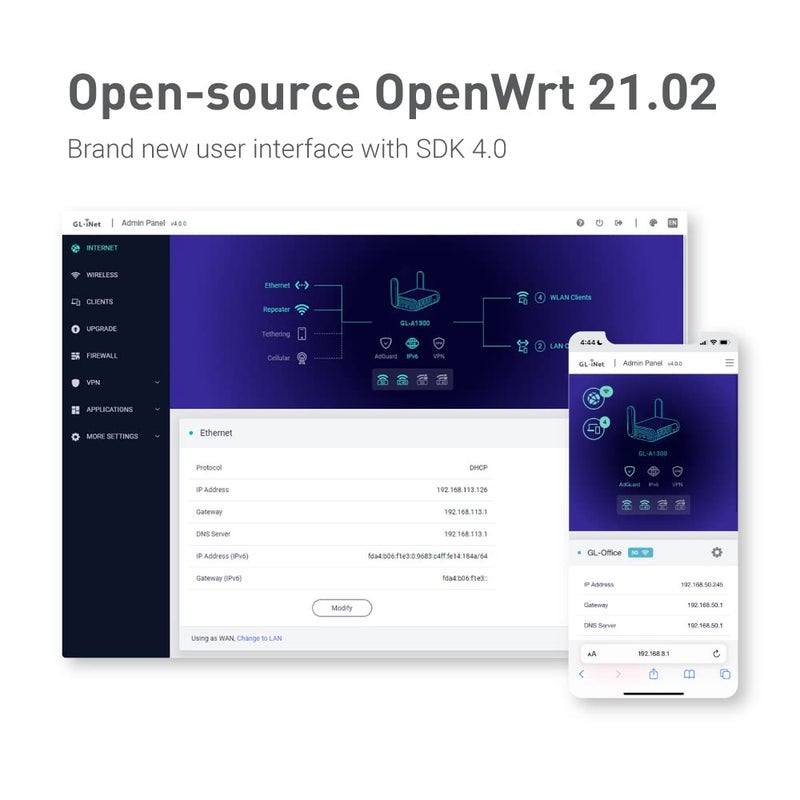 GL.iNet GL-A1300 Pocket VPN Travel Router - Portable Wi-Fi Router for Travel, Easy to Set up, Connect to Public & Hotel Wi-Fi login Page - Image 4