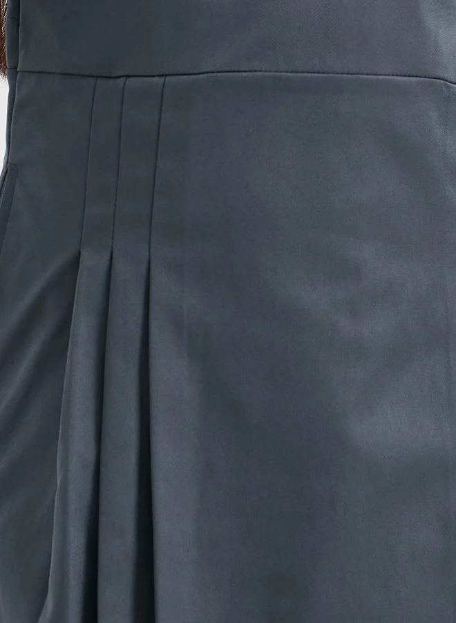 Styli Styli Girls Grey Fold Pleat Detail Pinafore Dress