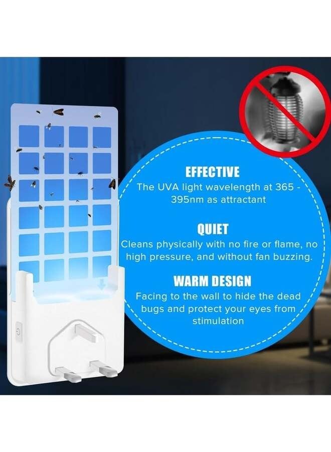 NOAKEEI Fly Insect Trap with 5Pcs Adhesive Cards, Indoor Gnat Catcher Captures Houseflies, Fruit Flies, and Gnats, Plug-in Moths Killer with Night Light for Buzz-free Home, White - Image 5