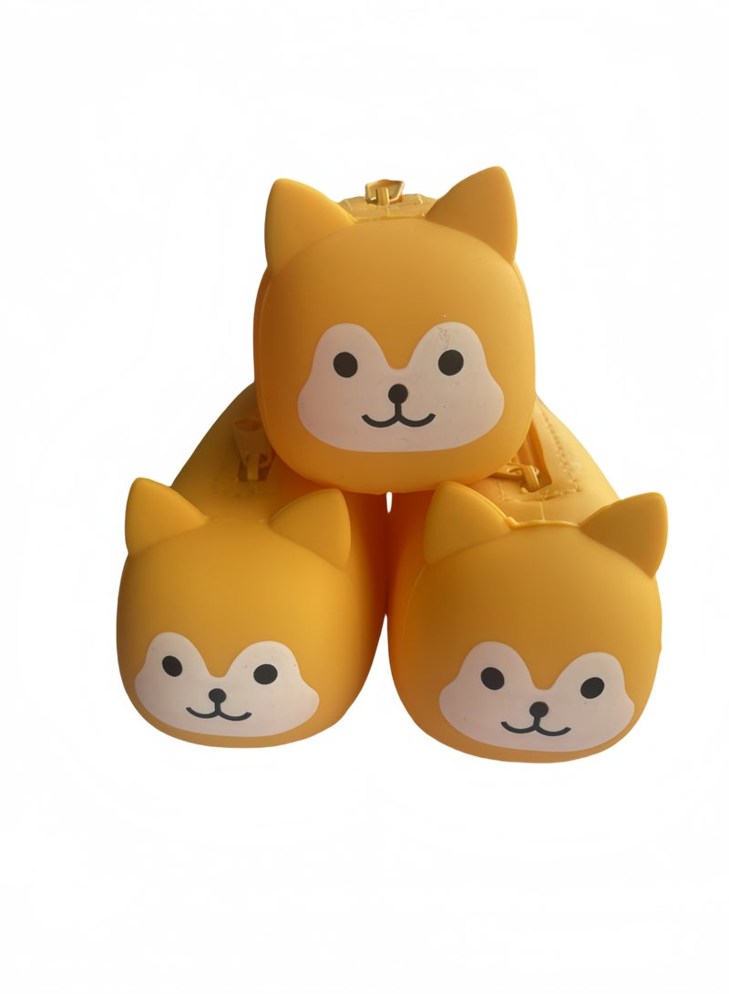 1pc Yellow silicone pencil case cute cartoon animal large capacity student stationery storage box, dirt-resistant pencil bag back to school season gift - Image 2