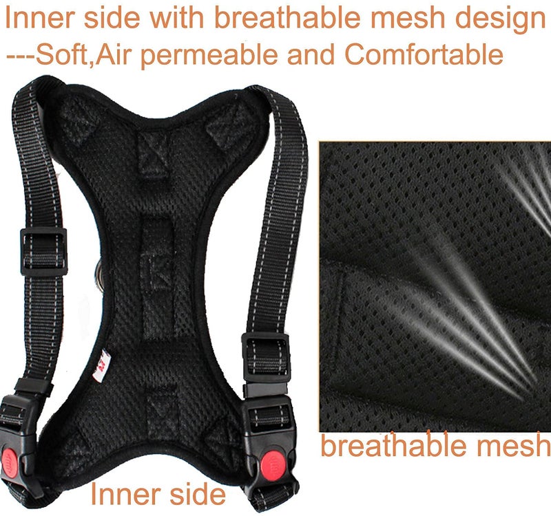 WapaW Cats Dog Harness No Pull With Handle, Reflective Adjustable Vest Harness For Puppy Dog & Cats (Large) - Black - Image 3