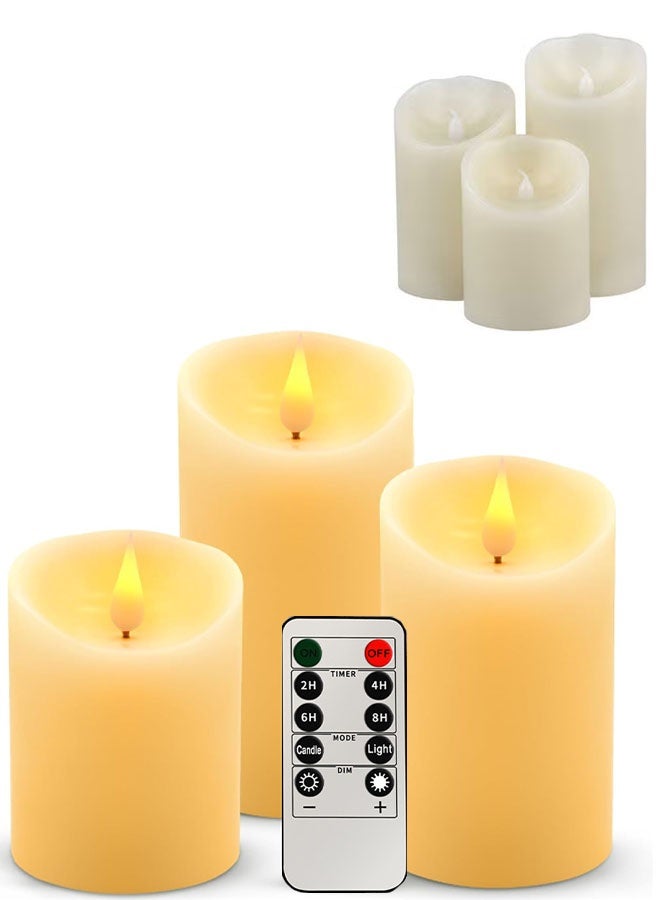 Flameless LED Candles Light, LED Light 3 Pack Warm White Plus Multicolor Real Wax Battery Operated Electric LED Battery Candles with Timer FLameless Pillar Candles for Decoration - Image 1