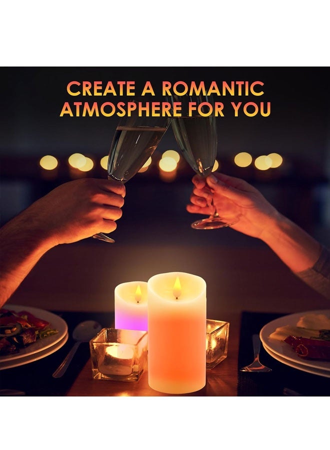 Flameless LED Candles Light, LED Light 3 Pack Warm White Plus Multicolor Real Wax Battery Operated Electric LED Battery Candles with Timer FLameless Pillar Candles for Decoration - Image 4