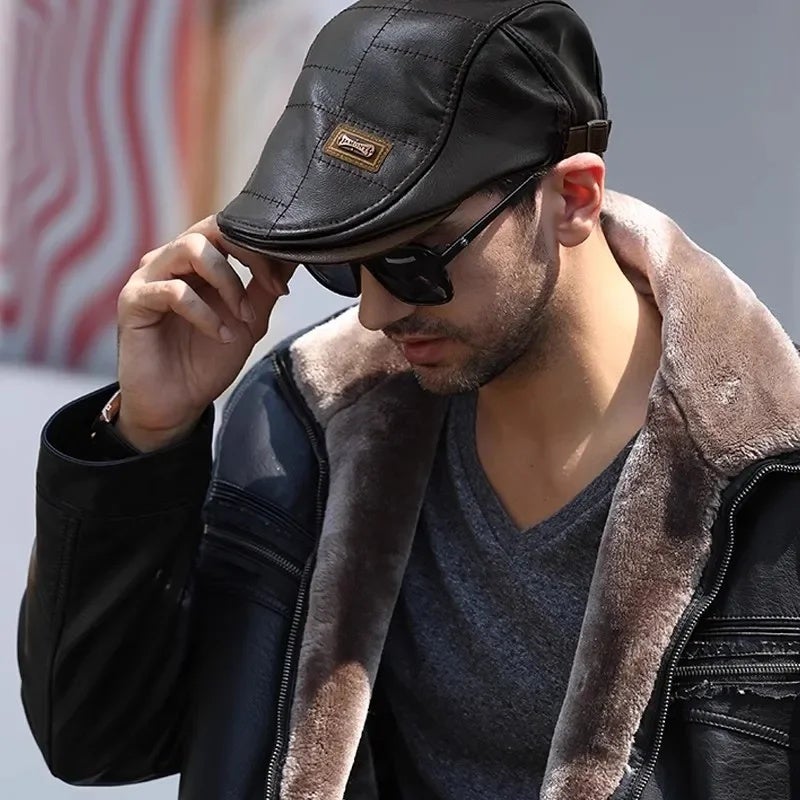 Men Retro Pu Leather Caps JAMONT Labeling British Painters Hats Spring Autumn Side Adjustable Flat Cap Fashion Hip Hop Berets - Image 5
