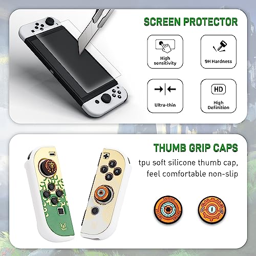 GLDRAM Theme for Zelda Protective Case Compatible with Nintendo Switch OLED, Anti-Scratch Accessories Bundle for Tears of the Kingdom with Dockable Switch OLED Skin Cover, Screen Protector & Thumb Cap - Image 5