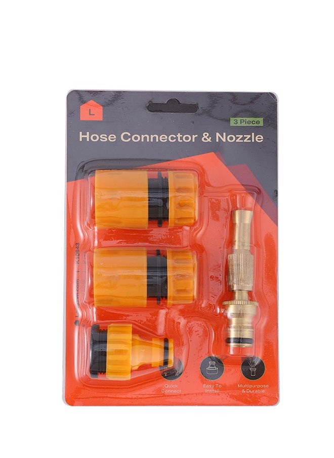 LAWAZIM Garden Hose Connector With Nozzle 3 Piece | Thread Easy Connect Fittings No-Leak Water Hose | Quick Connectors  - Image 4