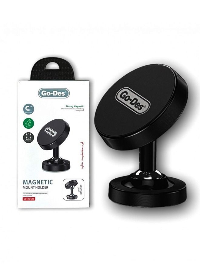 Go-Des Magnetic Car Phone Holder 360 Degree Rotation GD-HD610 - Black - Image 1