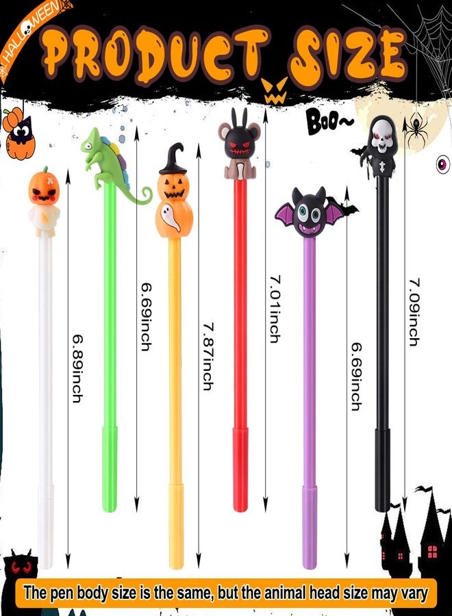 Vellibring 50pcs Halloween Gel Ink Pens,35 Styles Cute Cartoon Halloween Black Ink Pens Pumpkin Ghost Skull Bat Bulk Novelty Assorted Stationery for Office Supplies Party Favors - Image 2