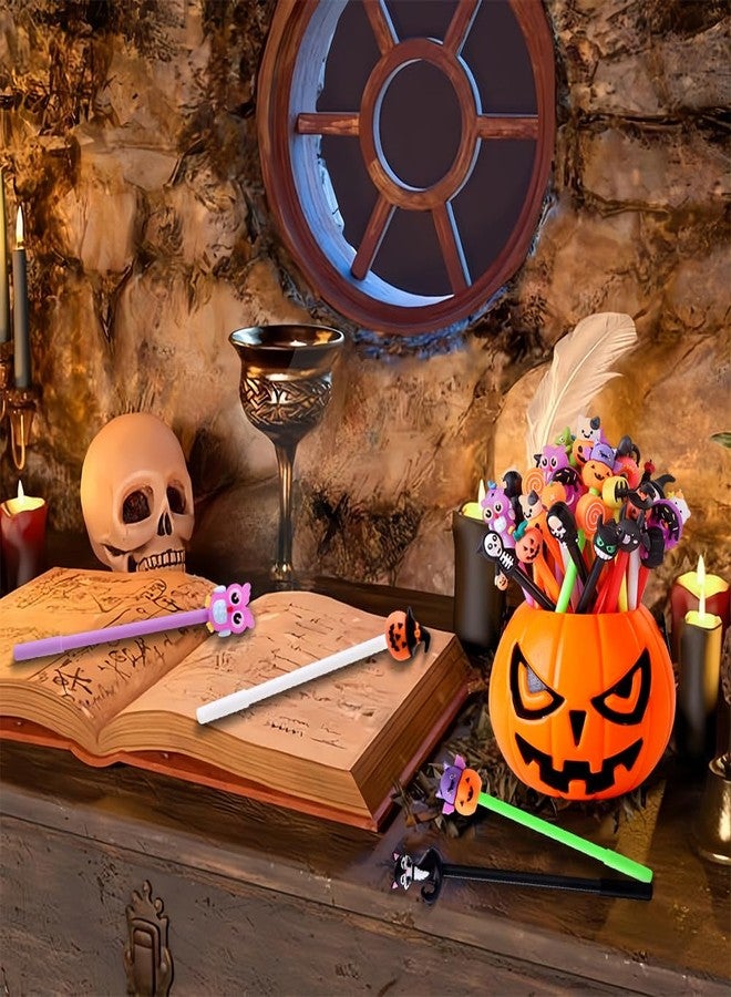 Vellibring 50pcs Halloween Gel Ink Pens,35 Styles Cute Cartoon Halloween Black Ink Pens Pumpkin Ghost Skull Bat Bulk Novelty Assorted Stationery for Office Supplies Party Favors - Image 5