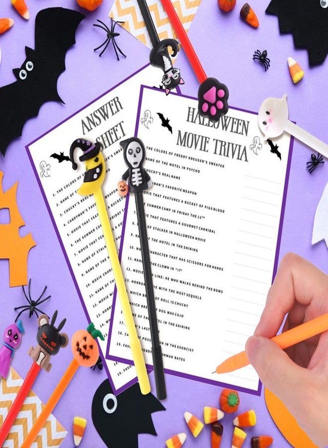 Vellibring 50pcs Halloween Gel Ink Pens,35 Styles Cute Cartoon Halloween Black Ink Pens Pumpkin Ghost Skull Bat Bulk Novelty Assorted Stationery for Office Supplies Party Favors - Image 4