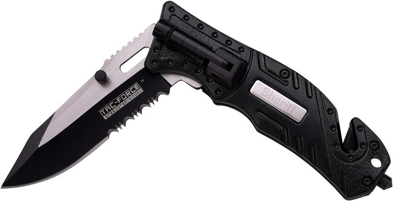 Tac-Force Pocket Folding Knife, 8" Overall, Two Tone Blade, LED, Rescue, EDC - Image 5