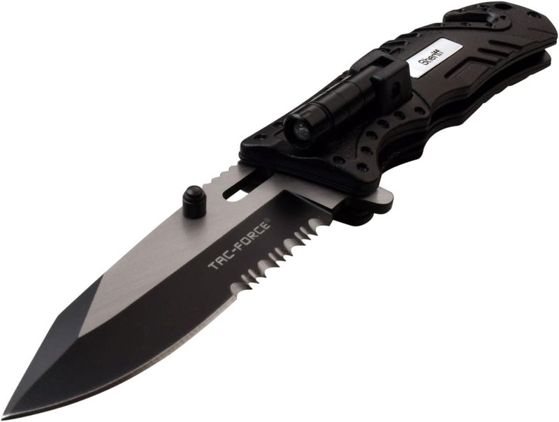 Tac-Force Pocket Folding Knife, 8" Overall, Two Tone Blade, LED, Rescue, EDC - Image 4