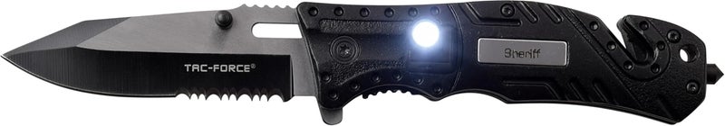 Tac-Force Pocket Folding Knife, 8" Overall, Two Tone Blade, LED, Rescue, EDC - Image 1