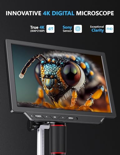Dcorn 4K Digital Microscope - 2000X Magnification, 10" Coin Microscope with 52MP Camera Sensor, Perfect for Soldering, Electronics Repair,and Full Coin Observation, 64GB Included - Image 2