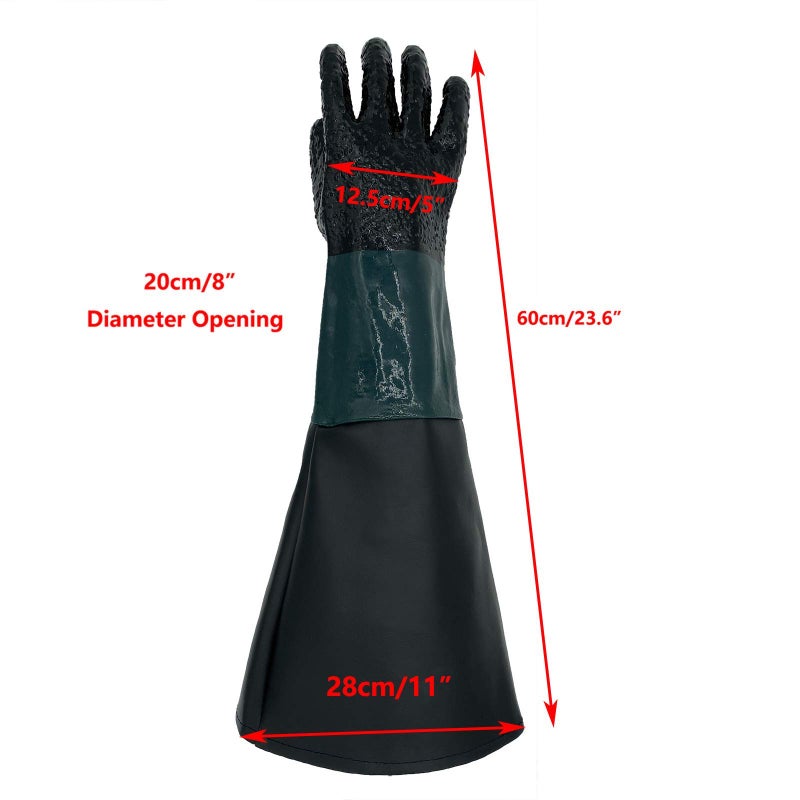 HOLDWIN Rubber Sandblaster Gloves for Abrasive Blasting be Used on Sandblast Cabinet Sand Blasting Gloves With Particle - Image 4