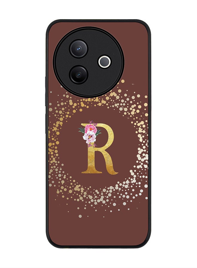 Stylizedd For Vivo Y39 5G / vivo Y300i 5G Case,Slim fit Camera Protection, Shockproof Thin Phone cover  - Custom Monogram Floral - R  (Brown ) - Image 1