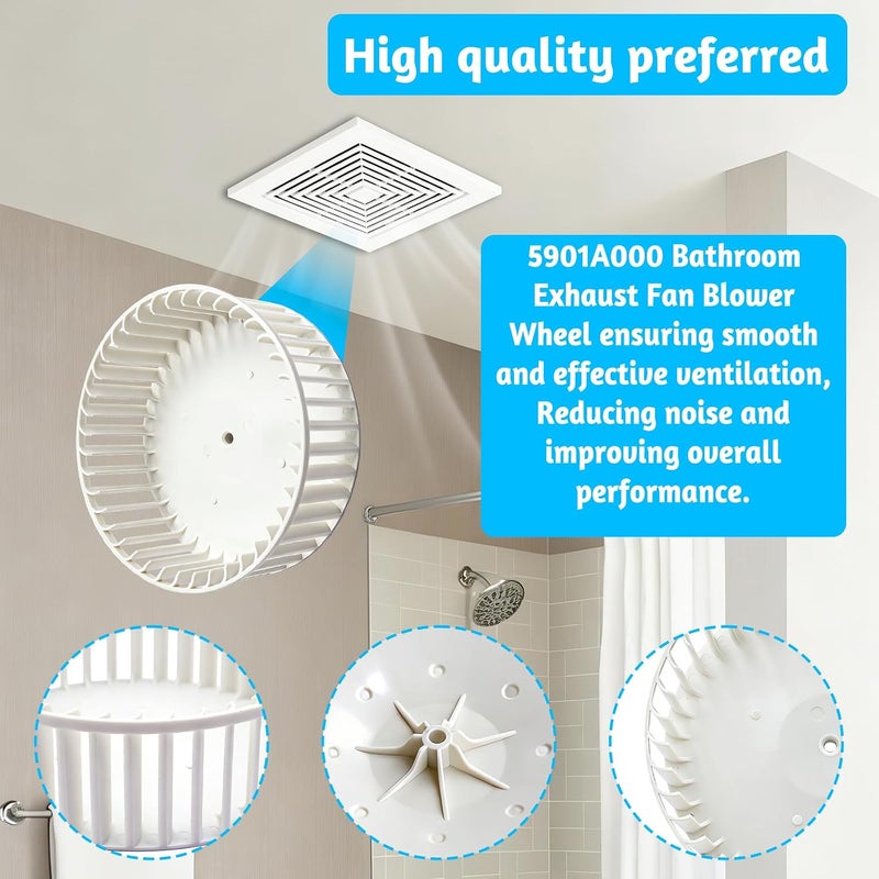 ANTDM 5901A000 Bathroom Fan Blower Wheel Assembly for Broan Nutone Fan Blower Wheel 8832 5900A000 NT5901A000 NT51919000 SNT51919000 SNT5901A000 JA2C0208-1 - Image 4