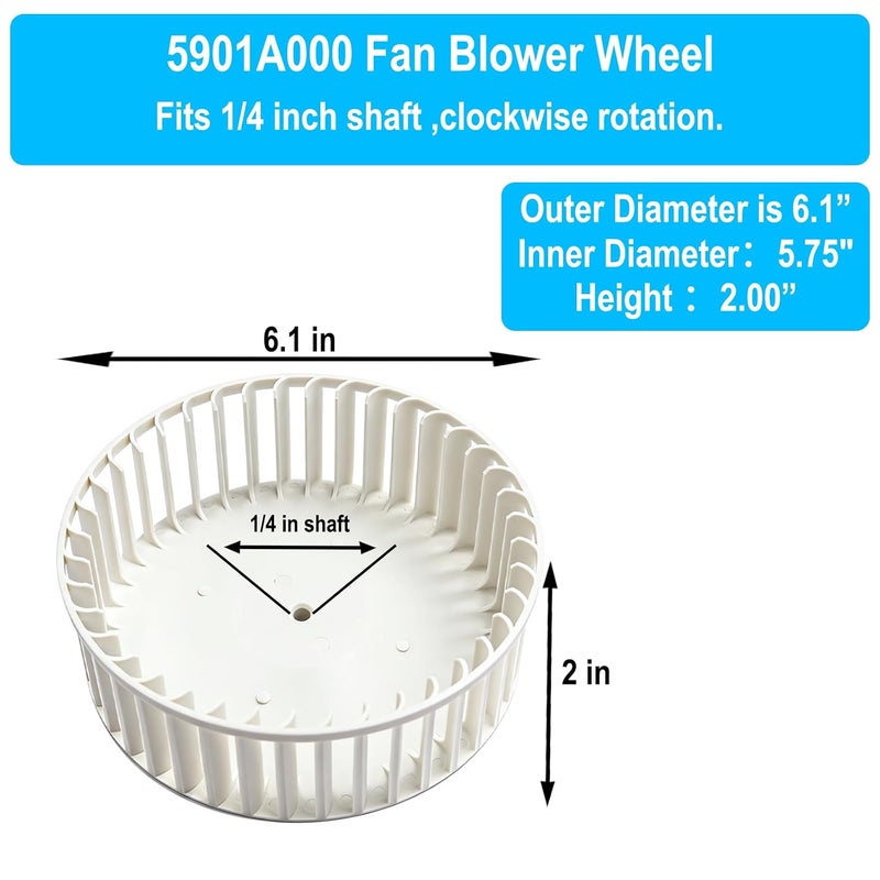 ANTDM 5901A000 Bathroom Fan Blower Wheel Assembly for Broan Nutone Fan Blower Wheel 8832 5900A000 NT5901A000 NT51919000 SNT51919000 SNT5901A000 JA2C0208-1 - Image 3