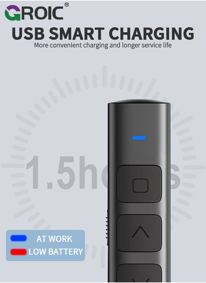 GROIC Presentation Clicker, Rechargeable Powerpoint Clicker Wireless Presenter Remote with Laser Pointer, 2.4GHz Hyperlink Volume Presentation Clicker for Powerpoint Computer Laptop Mac  - Image 5