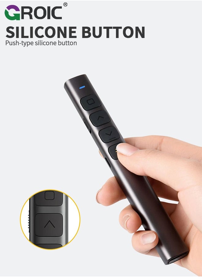 GROIC Presentation Clicker, Rechargeable Powerpoint Clicker Wireless Presenter Remote with Laser Pointer, 2.4GHz Hyperlink Volume Presentation Clicker for Powerpoint Computer Laptop Mac  - Image 3