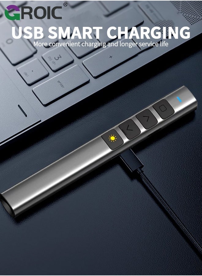 GROIC Presentation Clicker, Rechargeable Powerpoint Clicker Wireless Presenter Remote with Laser Pointer, 2.4GHz Hyperlink Volume Presentation Clicker for Powerpoint Computer Laptop Mac  - Image 4