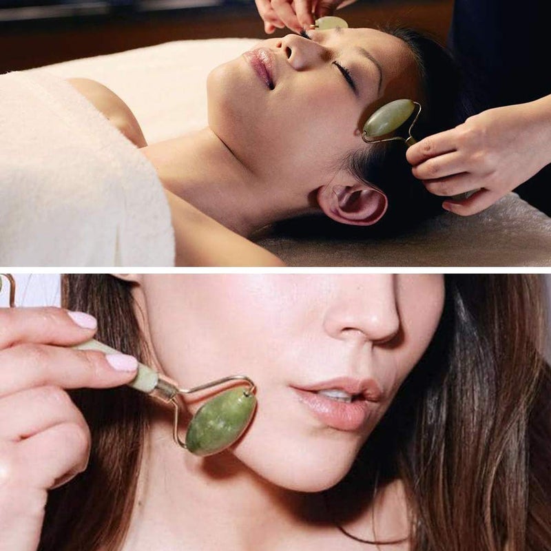 FLYWELL Ice Roller For Face Eye Puffiness Teenitor Massager With Anti Aging 100 Natural Stone Jade Roller Gua Sha Facial ToolsMulticolor - Image 5