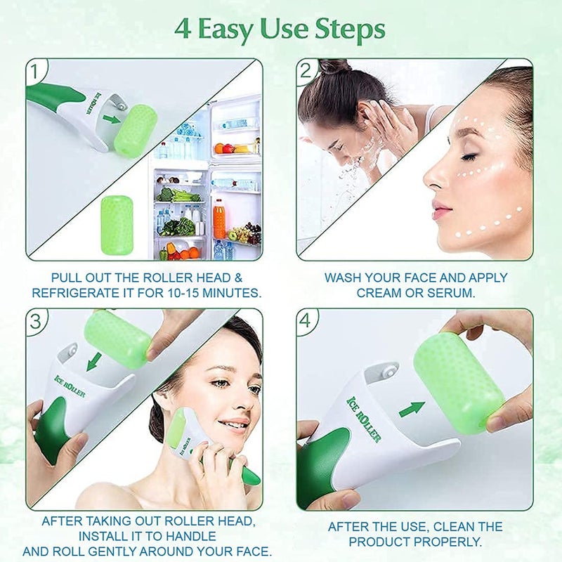 FLYWELL Ice Roller For Face Eye Puffiness Teenitor Massager With Anti Aging 100 Natural Stone Jade Roller Gua Sha Facial ToolsMulticolor - Image 4