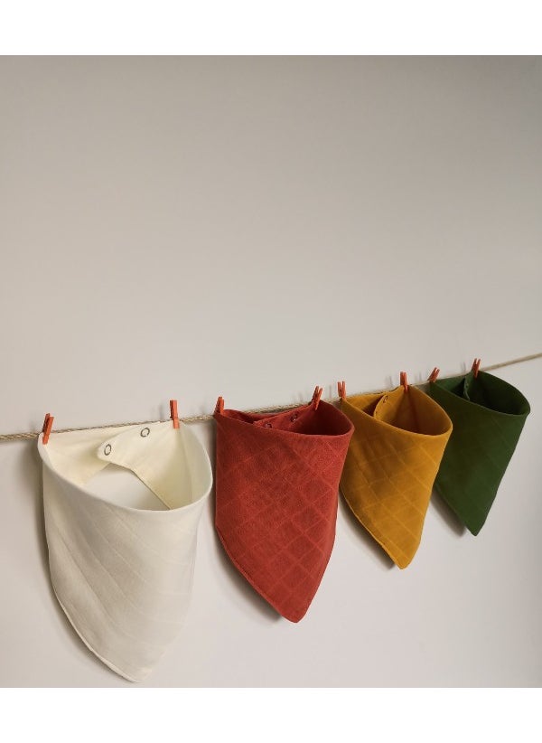 3Baby Cotton Double Layer Muslin Baby Scarf & Drool Bib with Two Snaps 4 Pieces  - Image 1