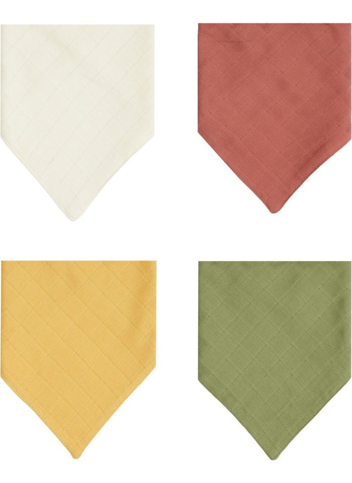 3Baby Cotton Double Layer Muslin Baby Scarf & Drool Bib with Two Snaps 4 Pieces  - Image 4