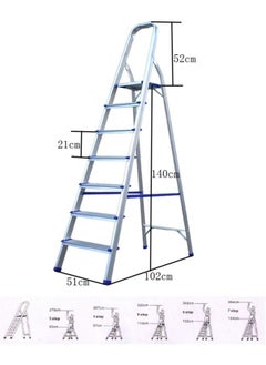SUNRISE 7 Steps Ladder Aluminum Folding Step Stool With Anti Slip Sturdy And Wide Pedal Light Weight Portable Multi Use Stepladder For Home And Kitchen Use Space Saving  - Image 5