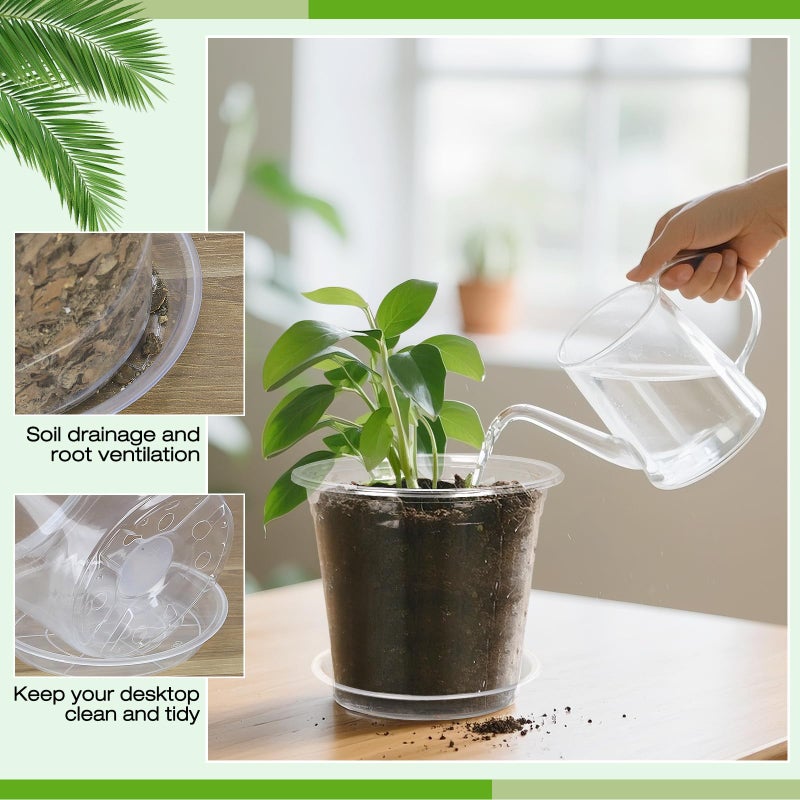 FUOAUYK 7/6/5/4/3 Inch Clear Nursery Pots with Drainage Trays, 25 Pack Plastic Pots for Plants, Clear Pot for Seed Starting, Transplanting, Succulents, and Indoor Gardening (3+4+5+6+7 inch) - Image 4