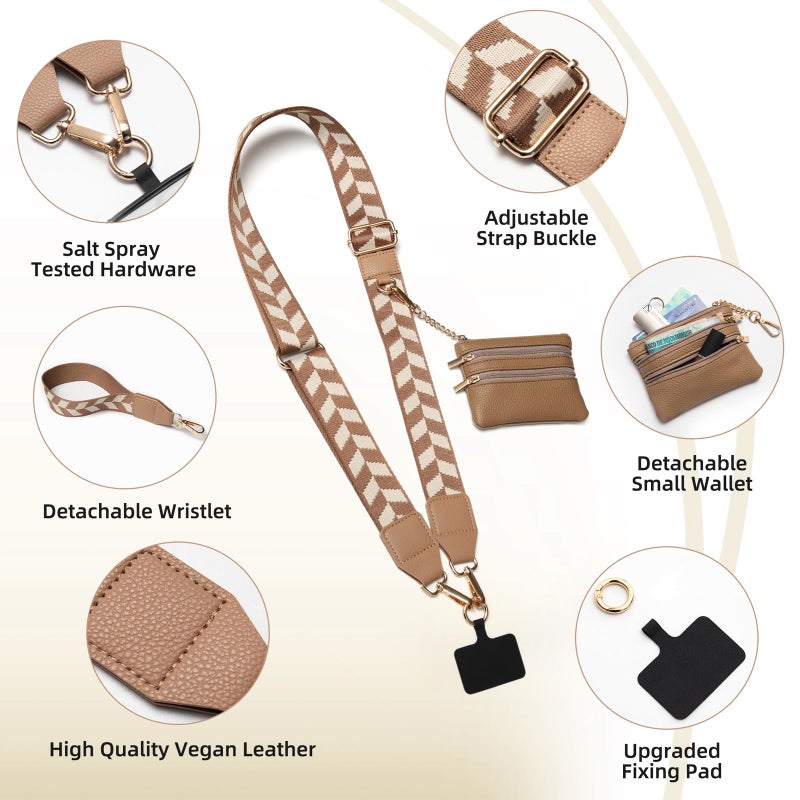 CUEDM Cell Phone Lanyard Crossbody,Adjustable Cell Phone Strap with Detachable Wristlet for Hands-Free Occasions,Clip and Go Strap for Phone with Wallet Crossbody - Image 4