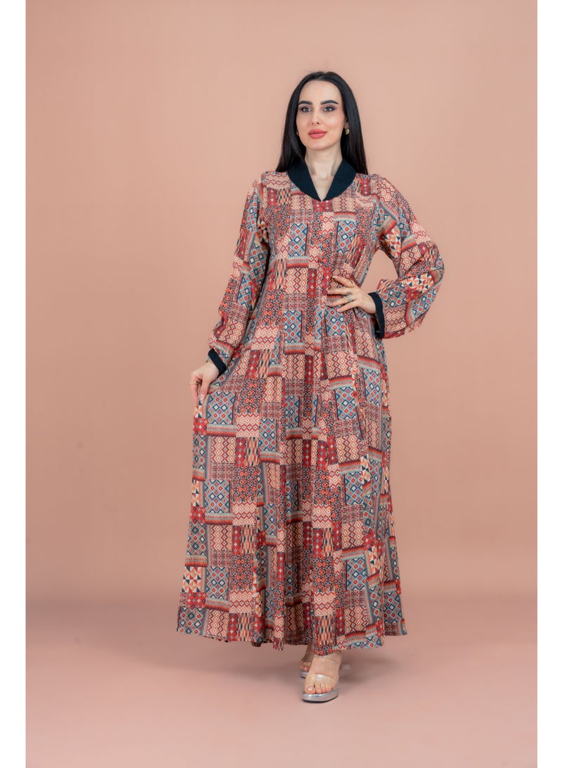 اكسا جلابية عصرية بطبعة نقوش - Image 1