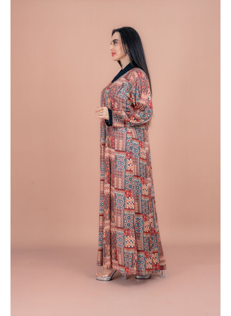 اكسا جلابية عصرية بطبعة نقوش - Image 3