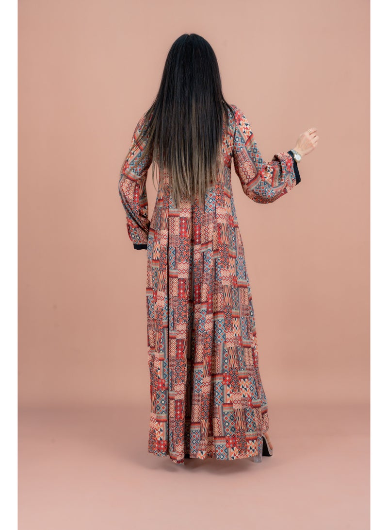 اكسا جلابية عصرية بطبعة نقوش - Image 4