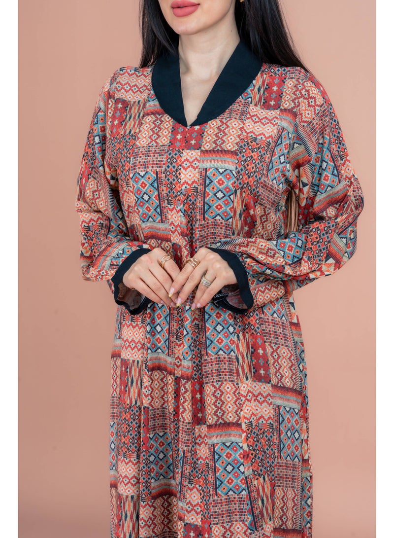 اكسا جلابية عصرية بطبعة نقوش - Image 2