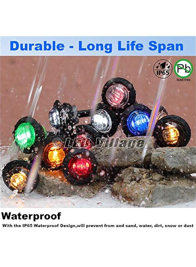 Generic 20 Pcs 3/4 Inch Mini Round 10 Amber + 10 Red Light Bullet Side Marker Indicator Clearance Signal Lamp with Grommet for Trailer Truck RV Bus Boat 12V DC 3LED - Image 4