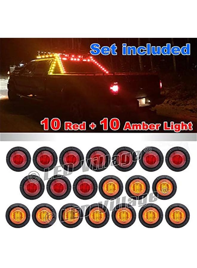 Generic 20 Pcs 3/4 Inch Mini Round 10 Amber + 10 Red Light Bullet Side Marker Indicator Clearance Signal Lamp with Grommet for Trailer Truck RV Bus Boat 12V DC 3LED - Image 5