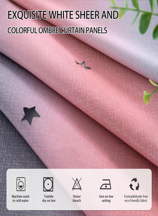 XiDi Pink and Grey Star Blackout Curtains for Girls Bedroom 63 Inch Length 2 Panels, Room Darkening Thermal Insulated Grommet Window Drapes for Kids Nursery Room Home Decro Ombre Pink Grey 34W x 63L - Image 3