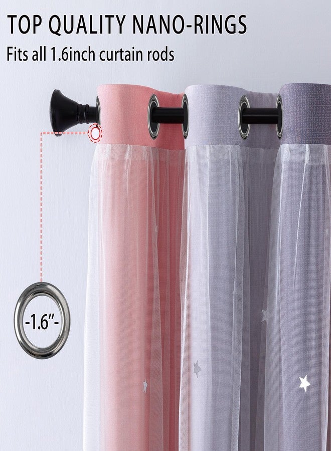 XiDi Pink and Grey Star Blackout Curtains for Girls Bedroom 63 Inch Length 2 Panels, Room Darkening Thermal Insulated Grommet Window Drapes for Kids Nursery Room Home Decro Ombre Pink Grey 34W x 63L - Image 4