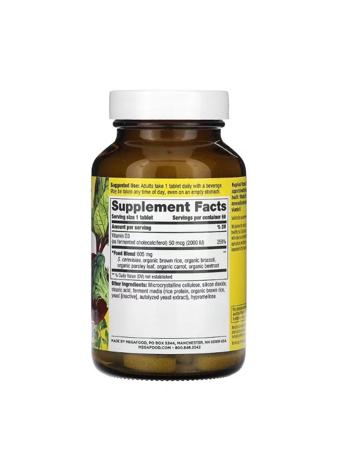 MegaFood Vitamin D3 50 mcg 2000 IU 60 Tablets  - Image 2