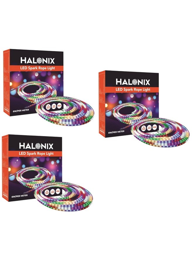 Halonix ضوء حبل ملون 10 متر 11 واط من هالونيكس مع 8 أوضاع إضاءة | معتمد IP65، معتمد من BIS | ضوء خيالي، ضوء خيط، ضوء زخرفي | توصيل مباشر | عبوة من 3 (10 متر، متعدد الألوان) - Image 1