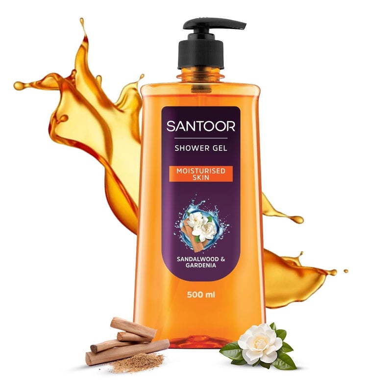 Santoor جل استحمام سانتور المرطب مع مستخلصات خشب الصندل الطبيعي وزهرة الجاردينيا للرجال والنساء 500 مل - Image 1