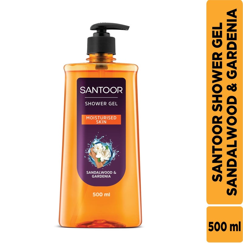 Santoor جل استحمام سانتور المرطب مع مستخلصات خشب الصندل الطبيعي وزهرة الجاردينيا للرجال والنساء 500 مل - Image 2
